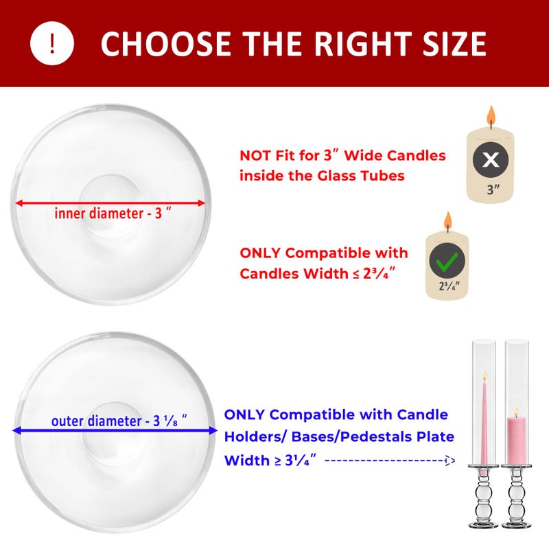 CYS EXCEL 6 PCS (H:16" D:3") Open Ended Clear Glass Hurricane Candleholder Tube Lamp Shade Open Flame Candlestick Holder Chimney Tube Cover Bottomless Cylinder - Image 3